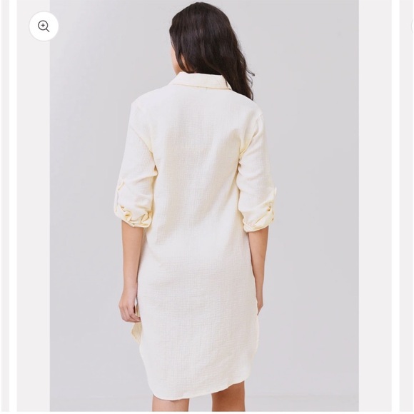 Monrow Cotton Gauze Shirt Dress- Color Buttercream- Size S - Picture 9 of 9
